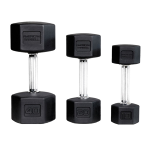 RUBBER HEX DUMBBELLS